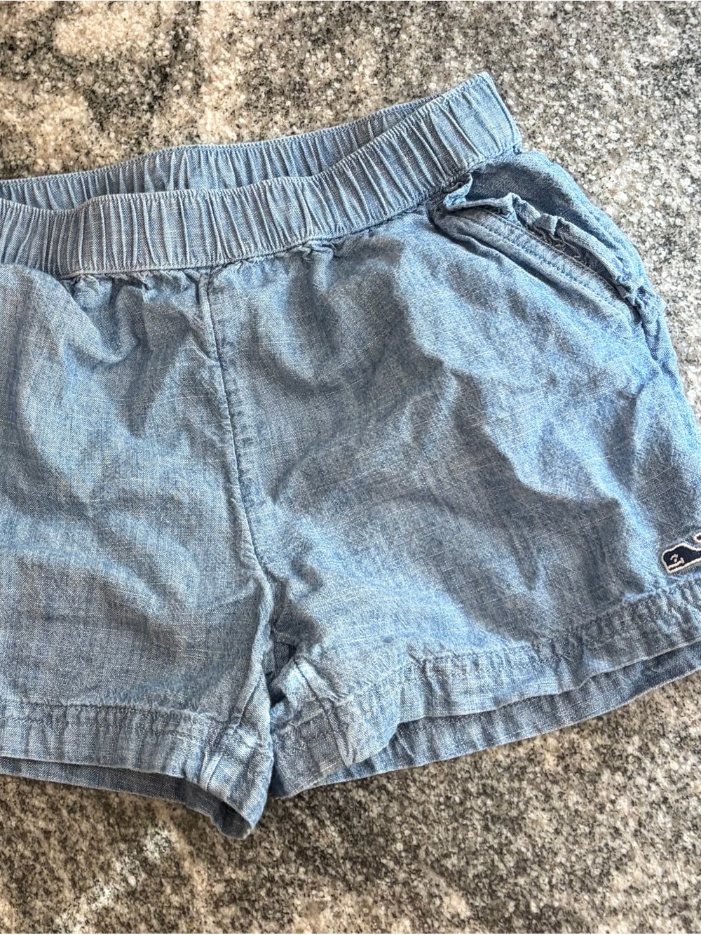 Vineyard Vines Light Blue Chambray Elastic Waist Kids Shorts - Picture 4 of 4
